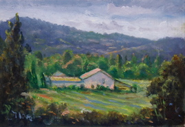 Oil Painting Looking from the back of La Madelene, Provence, France