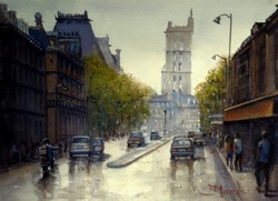 Tour saint Jacques, Rue Rivoli Paris France Oil painting