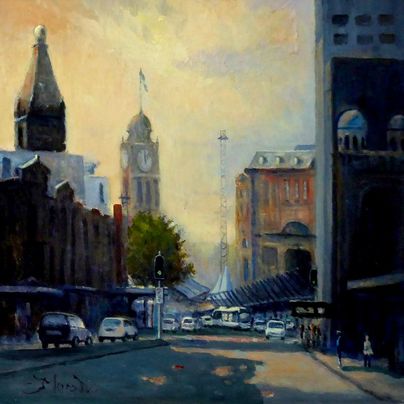 shadows railway square painting sydney cityscape 