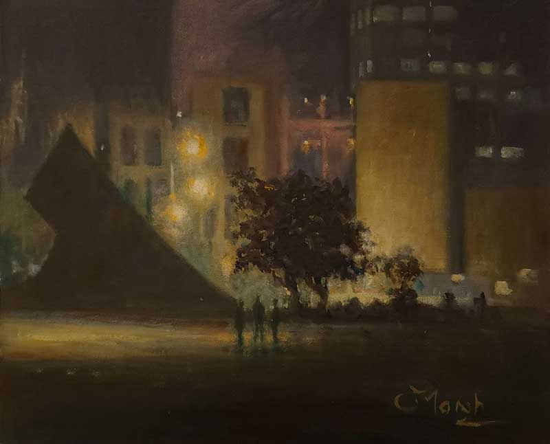 coogee beach sydney ion the evening. an oil painting by Fred Marsh