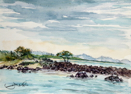 Painting of Brunswick Heads, North NSW, AustraliaWatercolour and Gouache