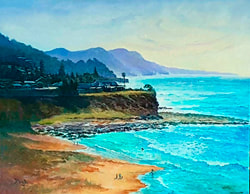 sharkies beach painting looking to coledale,  Illawarra area near sydney australia